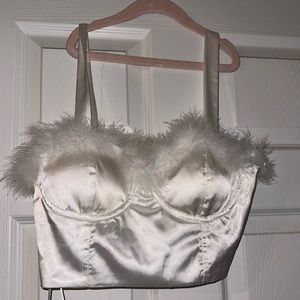 Fuzzy White Tank Top Medium